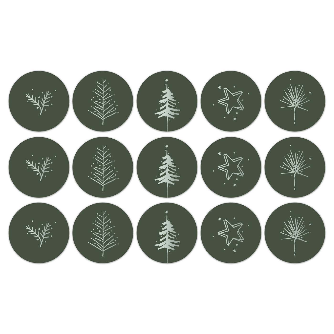 10 cadeau stickers kerst groen