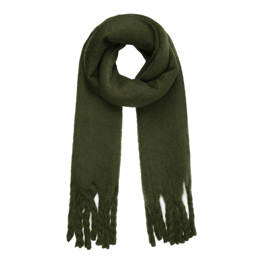 Warme sjaal effen olijf groen